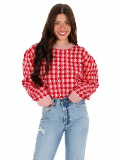 En Merci Every Morning Checkered Sweater Tops