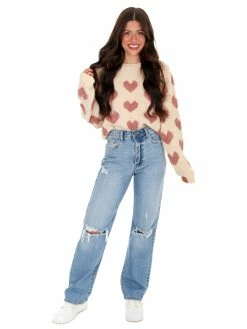 En Merci I Heart You Fuzzy Sweater Tops