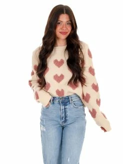 Discount 🤩 En Merci I Heart You Fuzzy Sweater Tops ✨ 9 En Merci I Heart You Fuzzy Sweater Tops