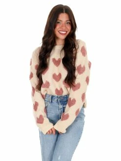 Discount 🤩 En Merci I Heart You Fuzzy Sweater Tops ✨ 11 En Merci I Heart You Fuzzy Sweater Tops