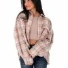 Mable Love Like Mine Pink Plaid Crop Shacket