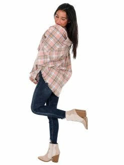 Mable Love Like Mine Pink Plaid Crop Shacket