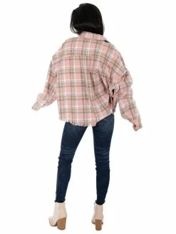 Mable Love Like Mine Pink Plaid Crop Shacket