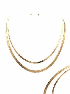 RNK Necklaces Brass Snake Chain Layered Necklace