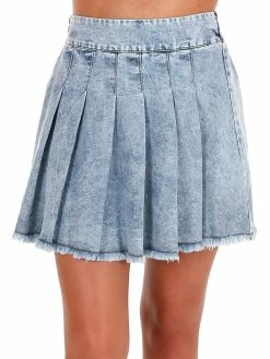 Promesa Earn Your Trust Denim Pleated Mini Skirt Sale