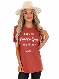 Oat Collective I Run On Pumpkin Spice And Kisses Tee