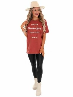 Oat Collective I Run On Pumpkin Spice And Kisses Tee