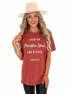 Oat Collective I Run On Pumpkin Spice And Kisses Tee