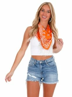Outlet โญ Josie's Boutique Orange Bandana With Rhinestone Fringe ๐ฏ 9 Josie's Boutique Orange Bandana With Rhinestone Fringe