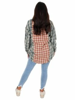 Crescent Patch It Up Rust Multi Plaid Button Up Top Tops