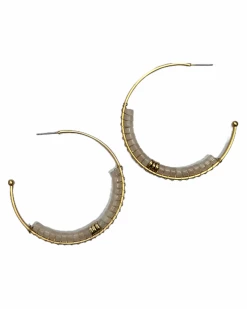 Jewelry Earrings Girl On The Go Open Hoop Stone Disc