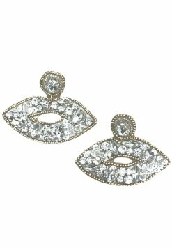 Jewelry Faceted Stone & Sequin Lip Earrings