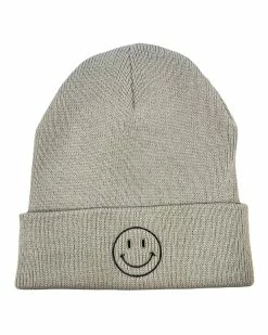 Accessories Hats Embroidered Smiley Beanie