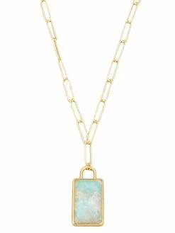 Jewelry Necklaces Oval Chain Link Rectangle Stone Necklace