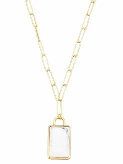 Jewelry Necklaces Oval Chain Link Rectangle Stone Necklace