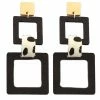 Jewelry Wood 2 Square & Leather Earrings