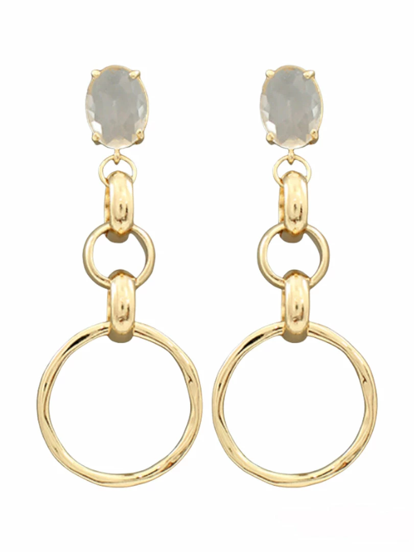 Deals ⌛ Jewelry Oval Crystal & Chain Link Earrings ❤️ 1 Jewelry Oval Crystal & Chain Link Earrings