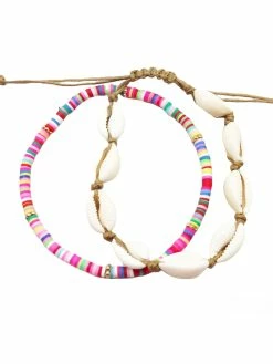 Sale Anklets Layered Heishi Bead & Cowrie Shell Anklet