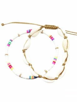 Sale Anklets Layered Heishi Bead & Cowrie Shell Anklet