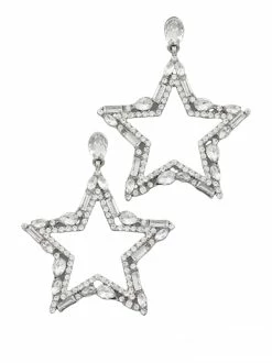 Jewelry Crystal & Baguette Star Earrings
