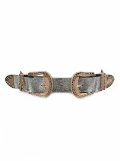 Accessories Rhinestone Two Buckles Waist Belt Belts