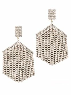 Golden Stella Hexagon Crystal Fringe Earrings