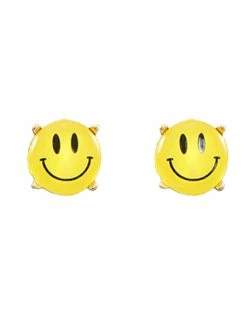 Golden Stella Smiley Face Yellow Epoxy Earrings