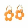 Golden Stella Gameday Orange Flower Dangle Huggie Hoops Jewelry