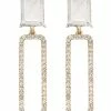 Golden Stella Square Bead & Open Rectangle Earrings