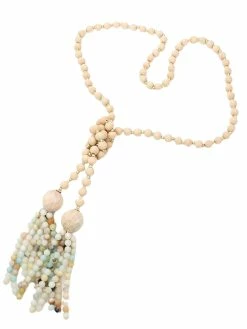 Joyful Jewelry Necklaces Said It All Long Beaded Wood With Amazonite Tassel Necklace