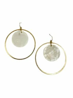 Joyful Jewelry Circle Dangle Hoop Shell Earrings