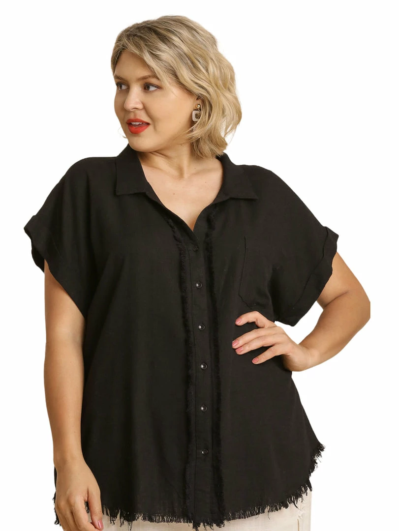 Best Sale 🎉 Apparel-Curvy Girl Curvy Be Your Best Self Linen Button Down Top 🥰 3 Apparel-Curvy Girl Curvy Be Your Best Self Linen Button Down Top