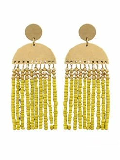 Buy ๐ Golden Stella Wedge & Bead Tassel Earrings ๐ 9 Golden Stella Wedge & Bead Tassel Earrings