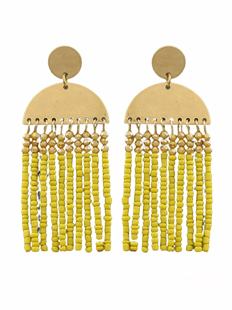 Buy ๐ Golden Stella Wedge & Bead Tassel Earrings ๐ 4 Golden Stella Wedge & Bead Tassel Earrings