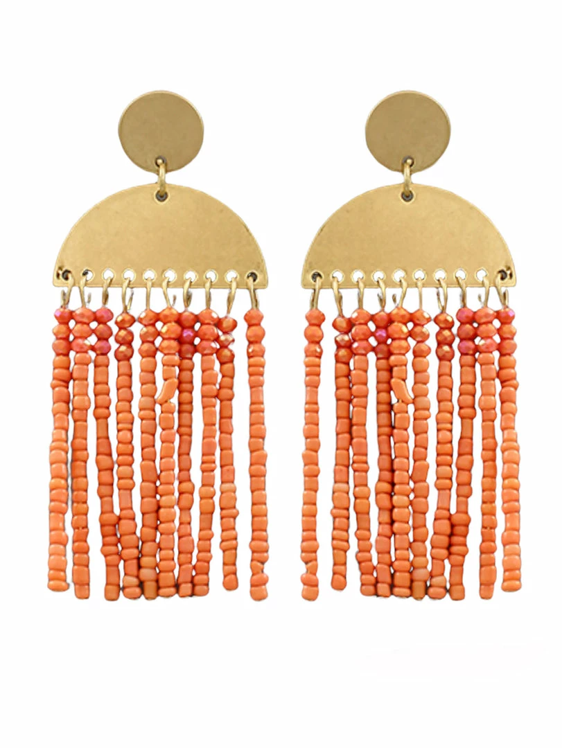 Buy ๐ Golden Stella Wedge & Bead Tassel Earrings ๐ 3 Golden Stella Wedge & Bead Tassel Earrings