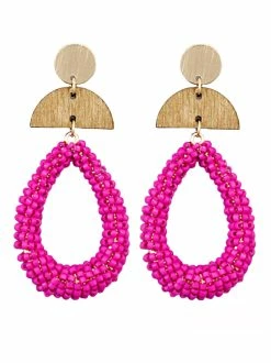 Golden Stella Bead Teardrop & Wedge Earrings