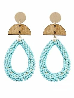 Golden Stella Bead Teardrop & Wedge Earrings