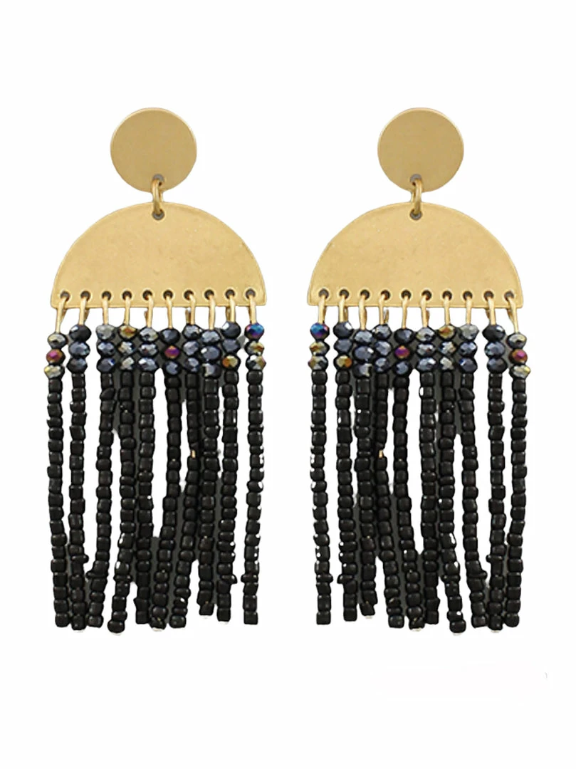 Buy ๐ Golden Stella Wedge & Bead Tassel Earrings ๐ 6 Golden Stella Wedge & Bead Tassel Earrings