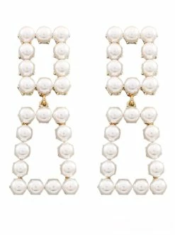 Golden Stella 2 Square Pearl Linked Earrings