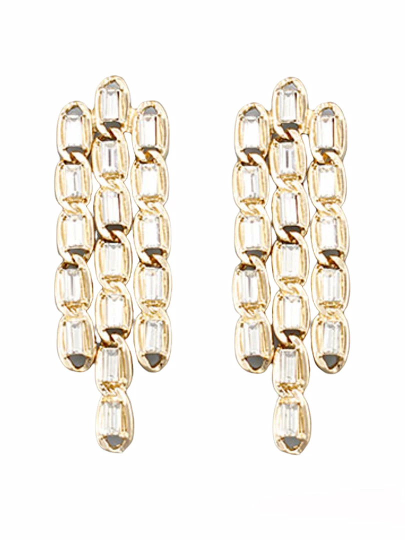 Brand new ❤️ Golden Stella 3 Row Crystal Chain Earrings ⭐ 1 Golden Stella 3 Row Crystal Chain Earrings
