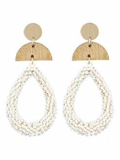 Golden Stella Bead Teardrop & Wedge Earrings