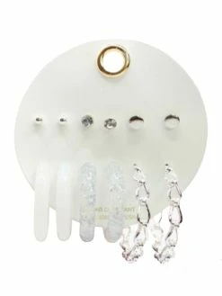 Josie's Boutique Assorted Clear/Silver Hoop And Stud Earrings