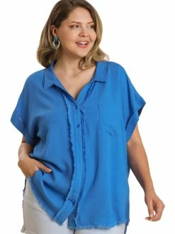 Apparel-Curvy Girl Curvy Be Your Best Self Linen Button Down Top