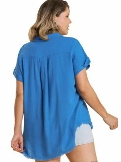 Apparel-Curvy Girl Curvy Be Your Best Self Linen Button Down Top