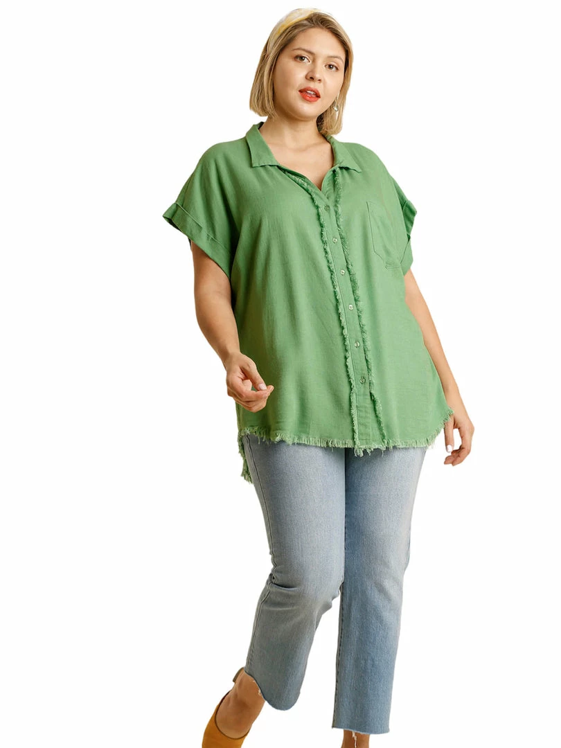 Best Sale 🎉 Apparel-Curvy Girl Curvy Be Your Best Self Linen Button Down Top 🥰 5 Apparel-Curvy Girl Curvy Be Your Best Self Linen Button Down Top