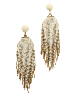Jewelry Twotone Bead Tassel Earrings