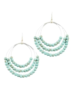 Jewelry Wire & Stone Turquoise Bead Circle Earring