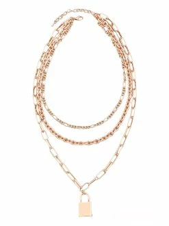 Jewelry Chain Layered Lock Pendant Necklace Necklaces
