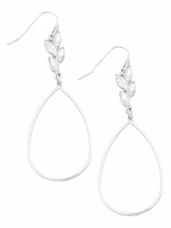 Jewelry Rhinestone Leaf Teardrop Cutout Earrings