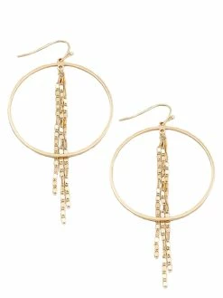 Jewelry Circle Cutout Chain Fringe Earrings
